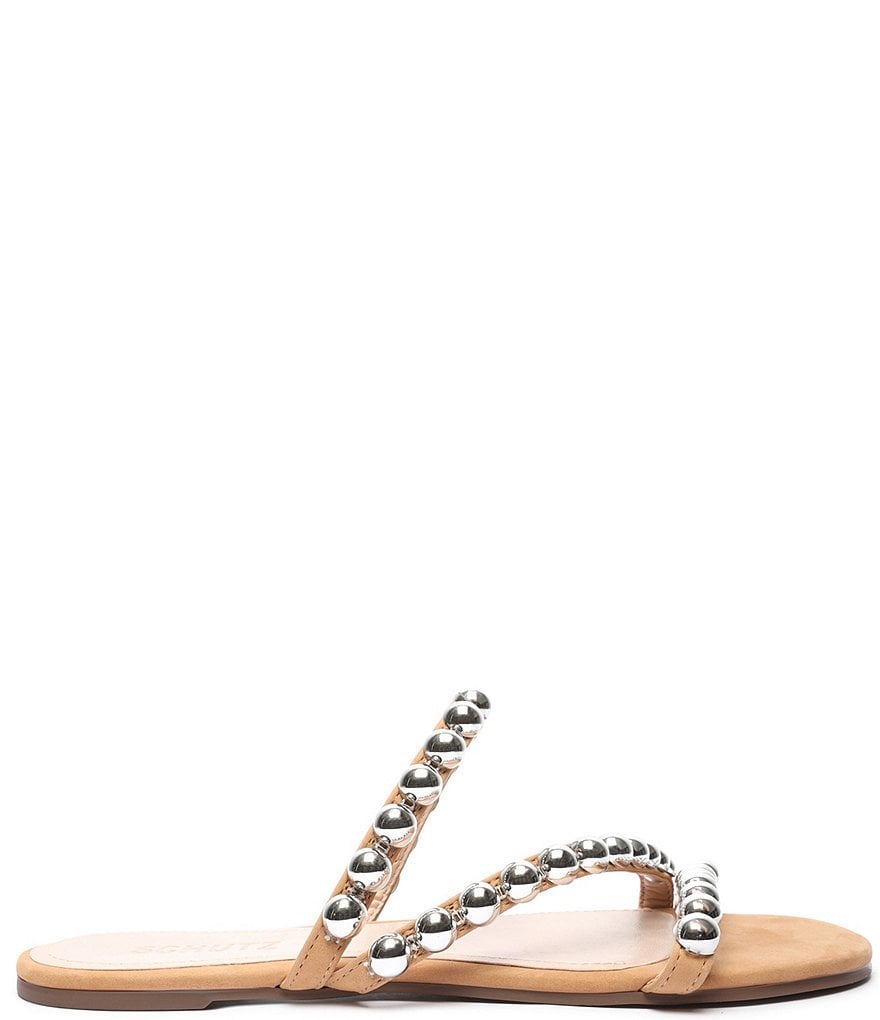 Schutz Aurelia Studded Suede Flat Slide Sandals