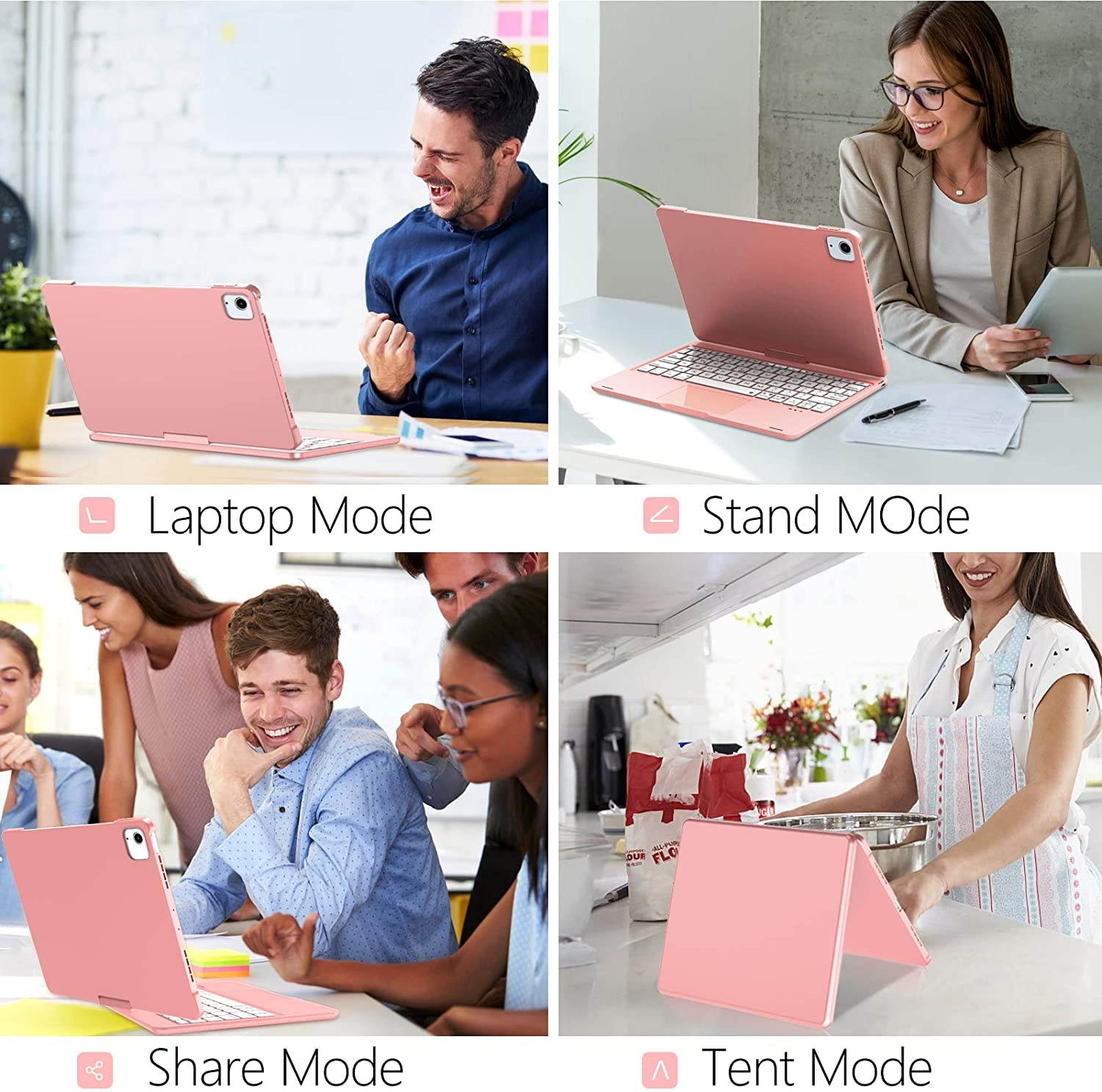 iPad Air 4th Generation Case with Keyboard (10.9 inch 2020) iPad Pro 11 Case 2020 with Keyboard- 7 Color Backlight- 360&deg Rotatable- Touchpad Keyboard Case for iPad Air 4 Gen/iPad Pro 11(Rose Gold)