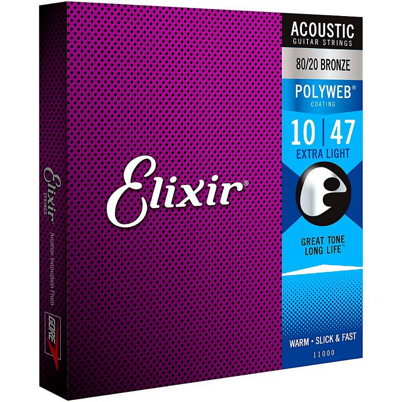 Elixir Polyweb Extra Light Acoustic Guitar Strings 8 Pack
