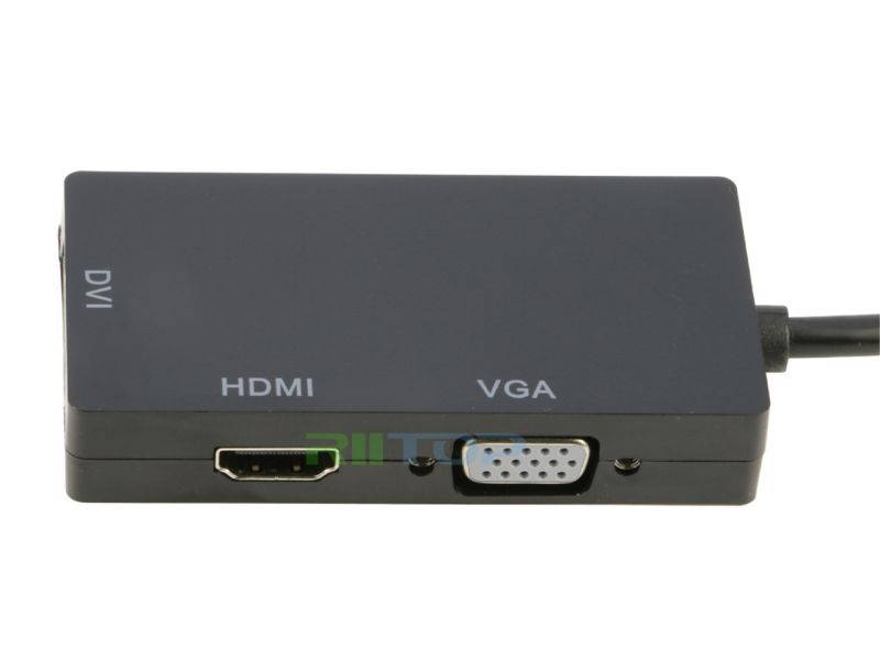 RIITOP Mini DisplayPort to HDMI DVI VGA Splitter Adapter Video Converter (Thunderbolt 1 2 Compatible) For Apple Macbook Air Pro, Microsoft Mini Surface pro 1 2 3 Series, Google Chromebook