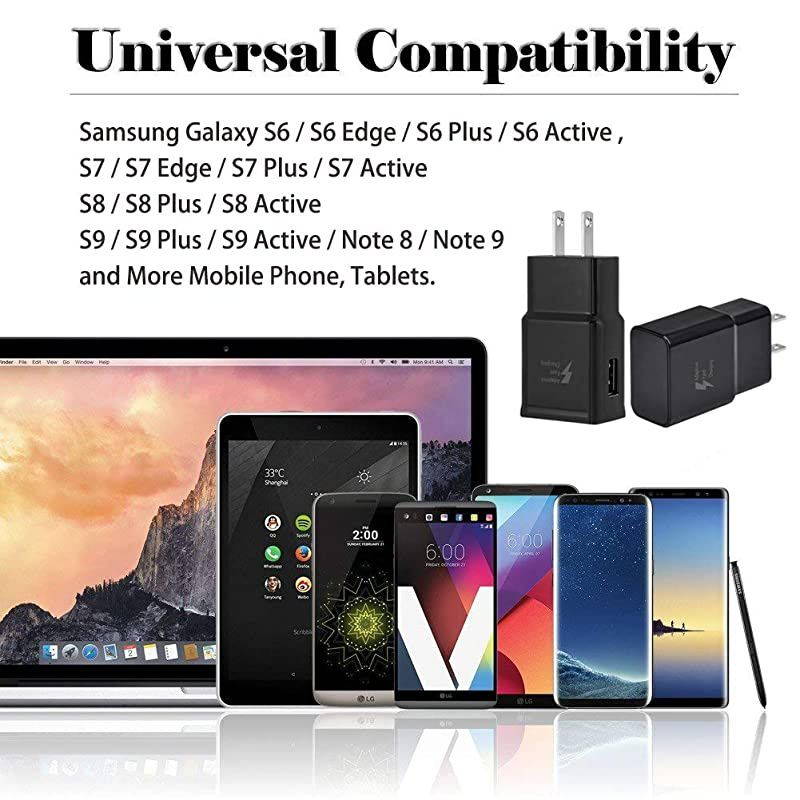 Samsung Adaptive Fast Charging Wall Charger Adapter Compatible with Samsung Galaxy S6 S7 S8 S9 S10 EdgePlusActive Note 5Note 8 Note 9 and More 2 Pack  Quick Charge Black