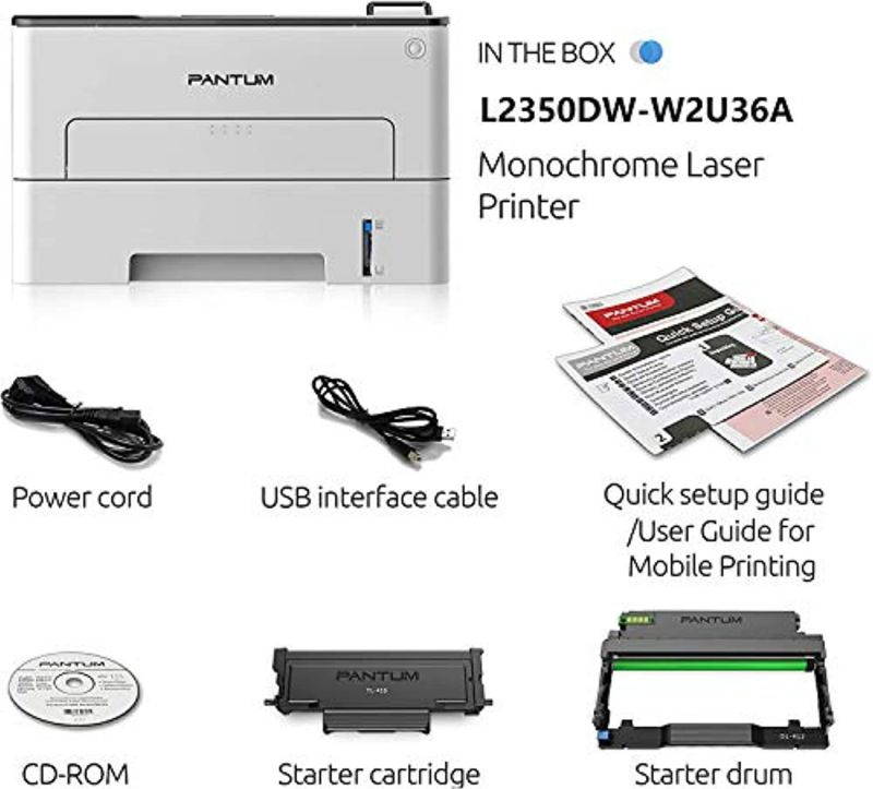 Pantum Compact Monochrome Laser Printer with WiFi Wireless NFC Duplex Two-Sided Black and White Printing for Home Office School Student (35PPM, L2350DW-W2U36A) (L2350DWW2U36A)