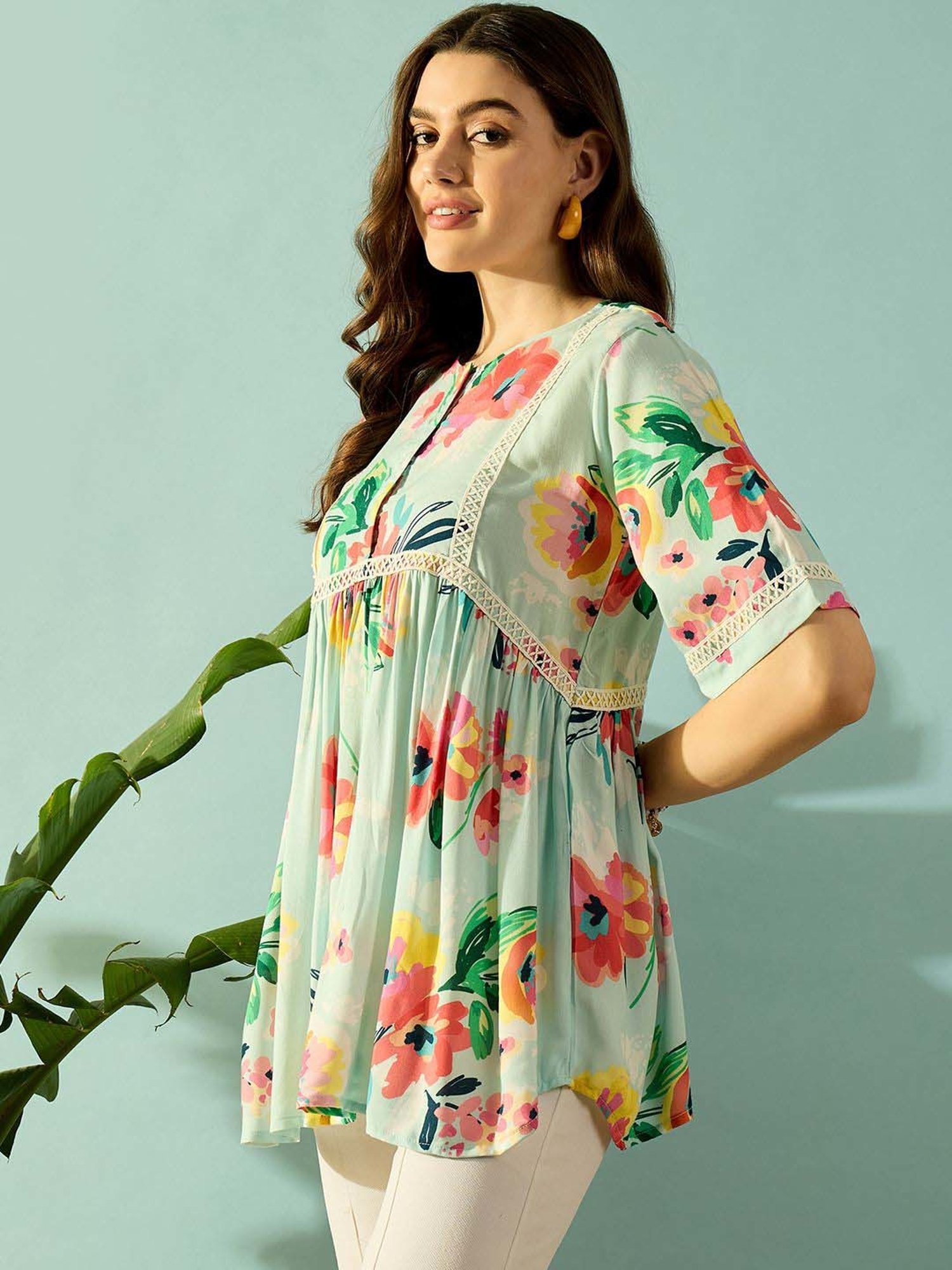 The Kaftan Company Green Printed Tunic