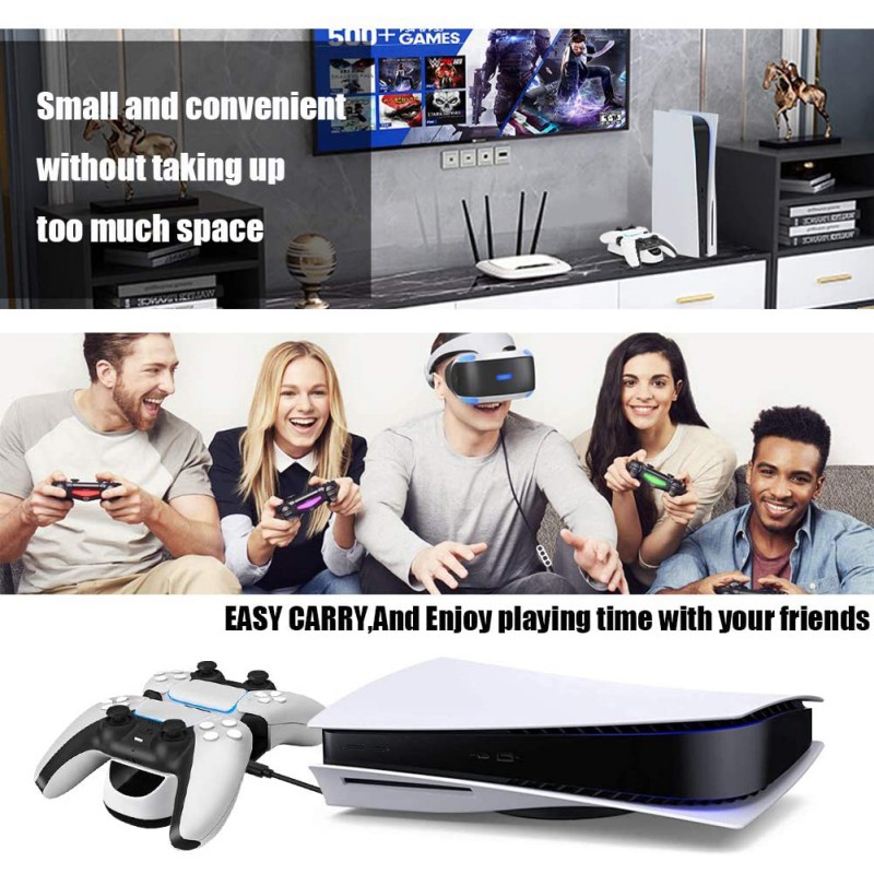 Ochine Dual Charger For PS5 Controller,Wechip Fast Charging Station Charger Dock With LED Indicator Safety Chip Protection Portable Gaming Charging Station Stand For Playstation 5 / PS5 Controller