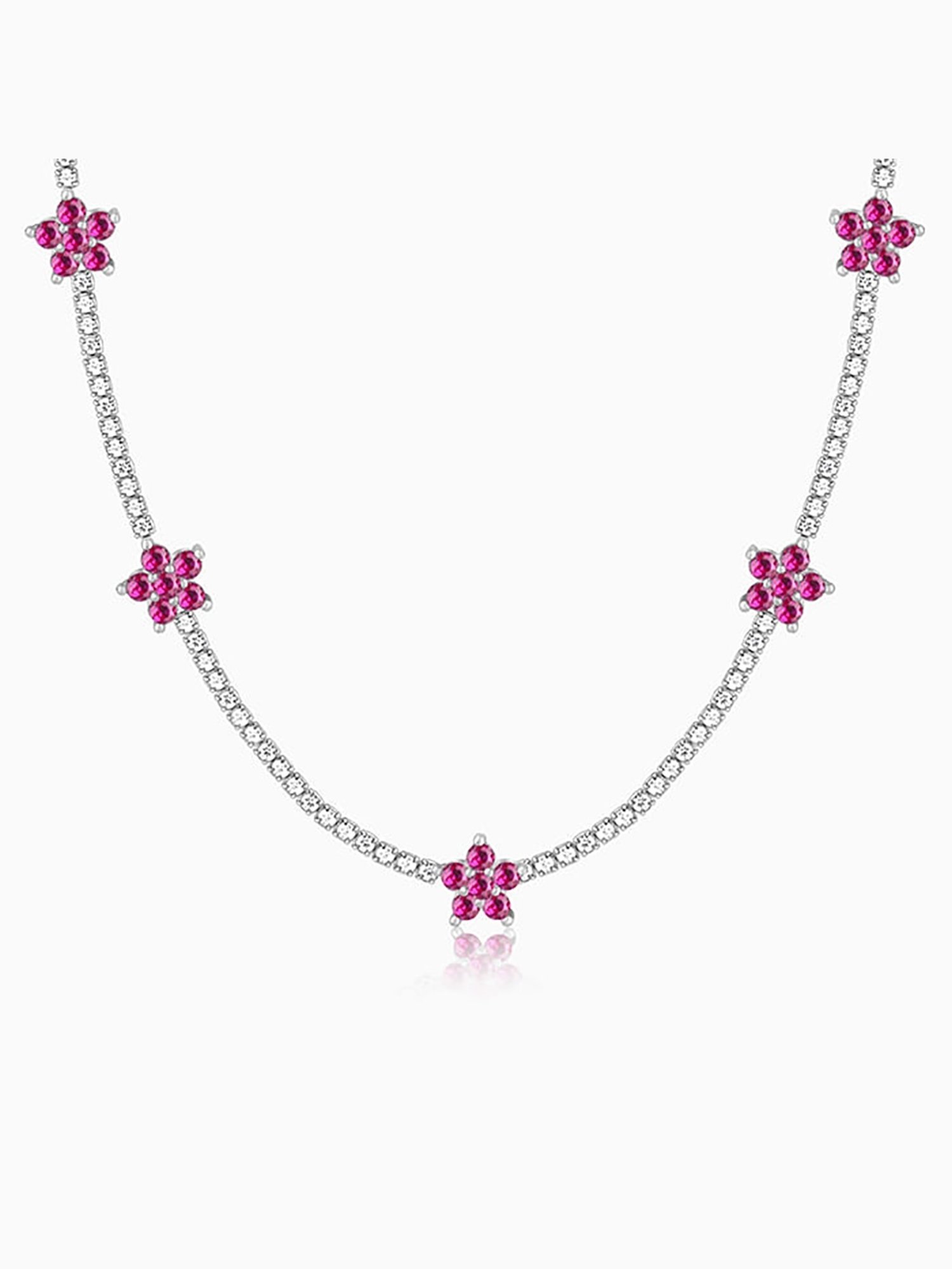 GIVA 92.5 Sterling Silver Pink Floral Necklace