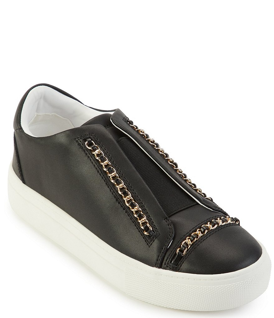 KARL LAGERFELD PARIS Crissie Leather Chain Detail Slip-On Sneakers