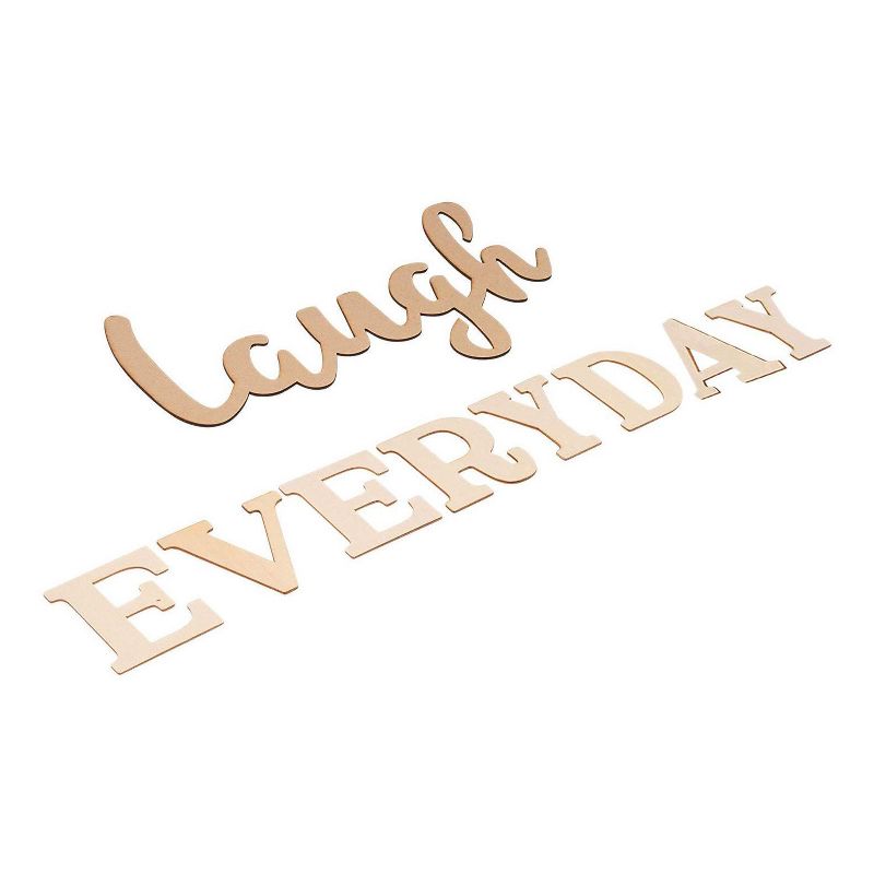 Genie Crafts Laugh Everyday, Unfinished Wood Letters Cutout Inspirational Quotes Wall Decor