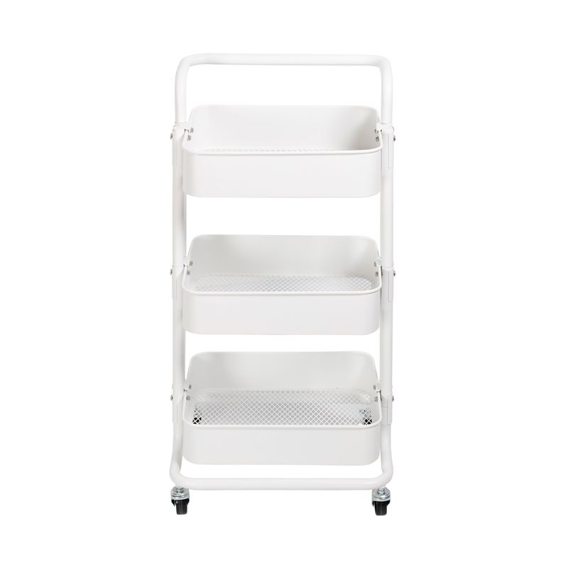 3 Tier Mobile Storage Caddy in Matte White - Pemberly Row