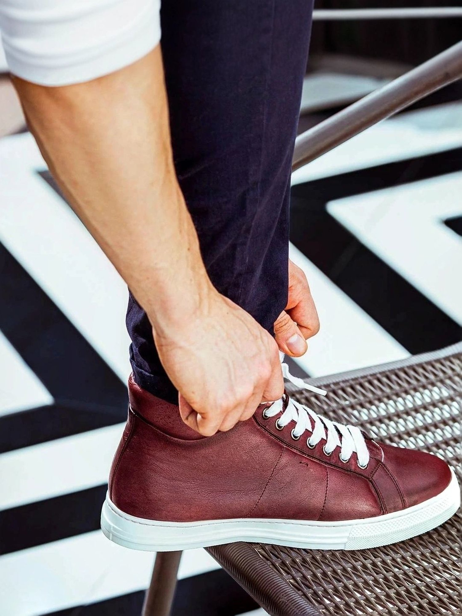 Saint G Men's Tesoro Burgundy Ankle High Sneakers