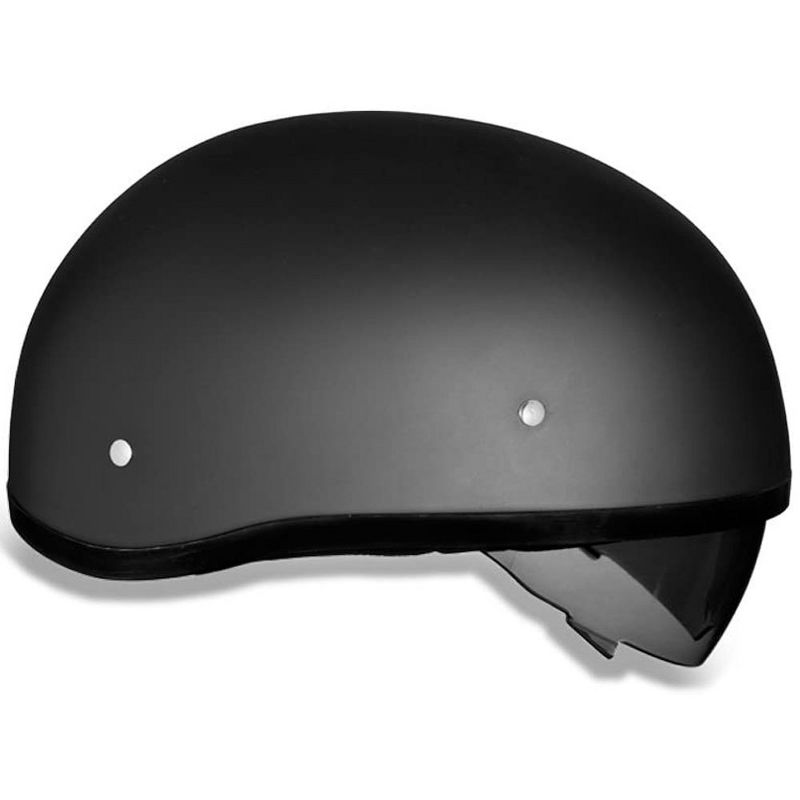 Daytona Helments DS8-B-M Skull Cap Adult Half Shell Motorcycle Safety Gear with Inner Retractable Smoke Shield, Medium, Dull Black