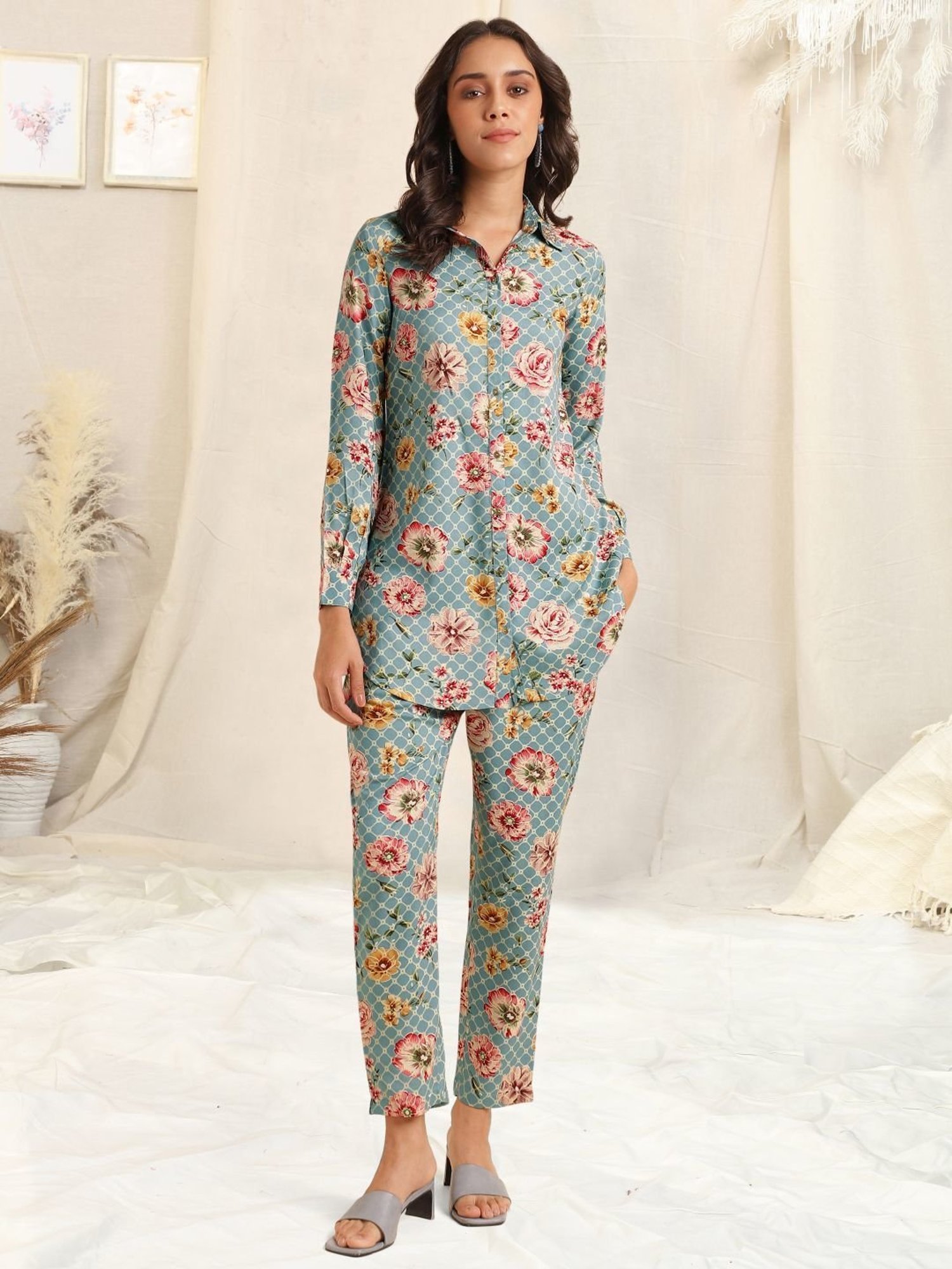 MIRCHI FASHION Blue Printed Shirt Pant Set