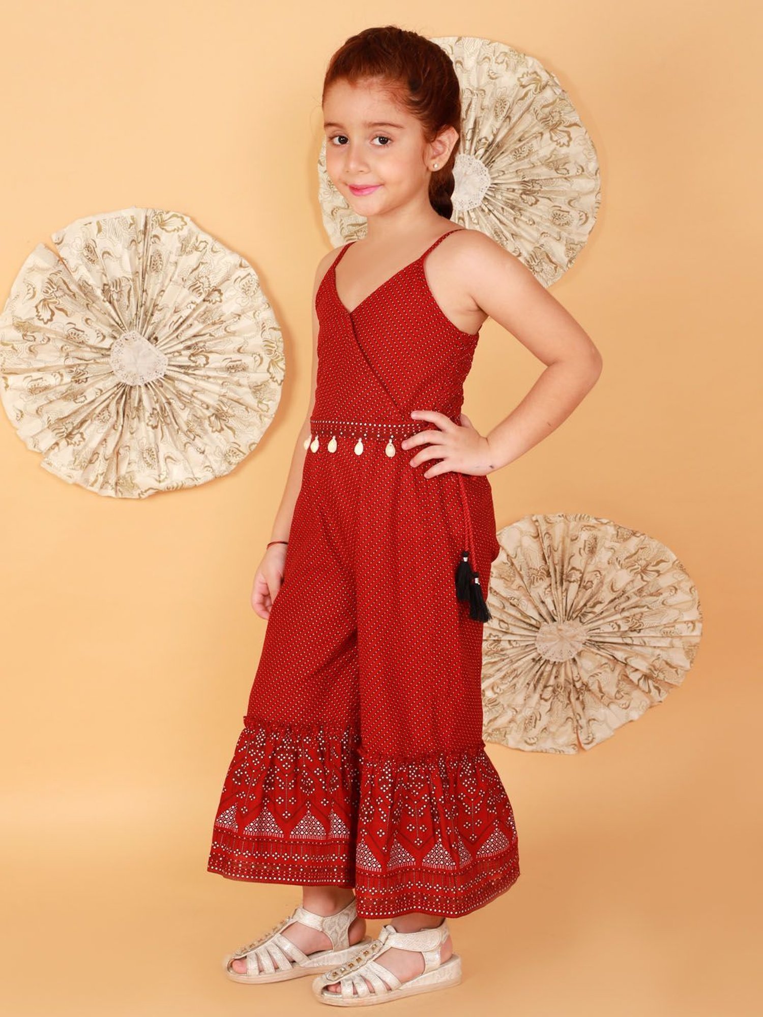 TeenTrums Girls Coral Solid Playsuit