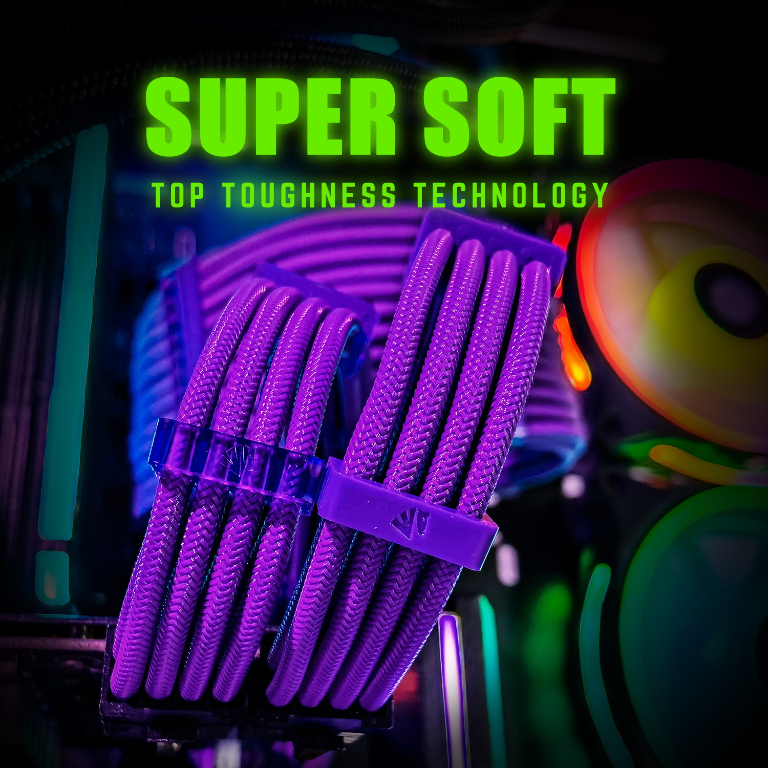 Graphics Card 6+2Pin 8Pin Male to Male Adapter Power Cable for Great Wall Dragon Module Power Supply with Net Cover,Black,about 58cm