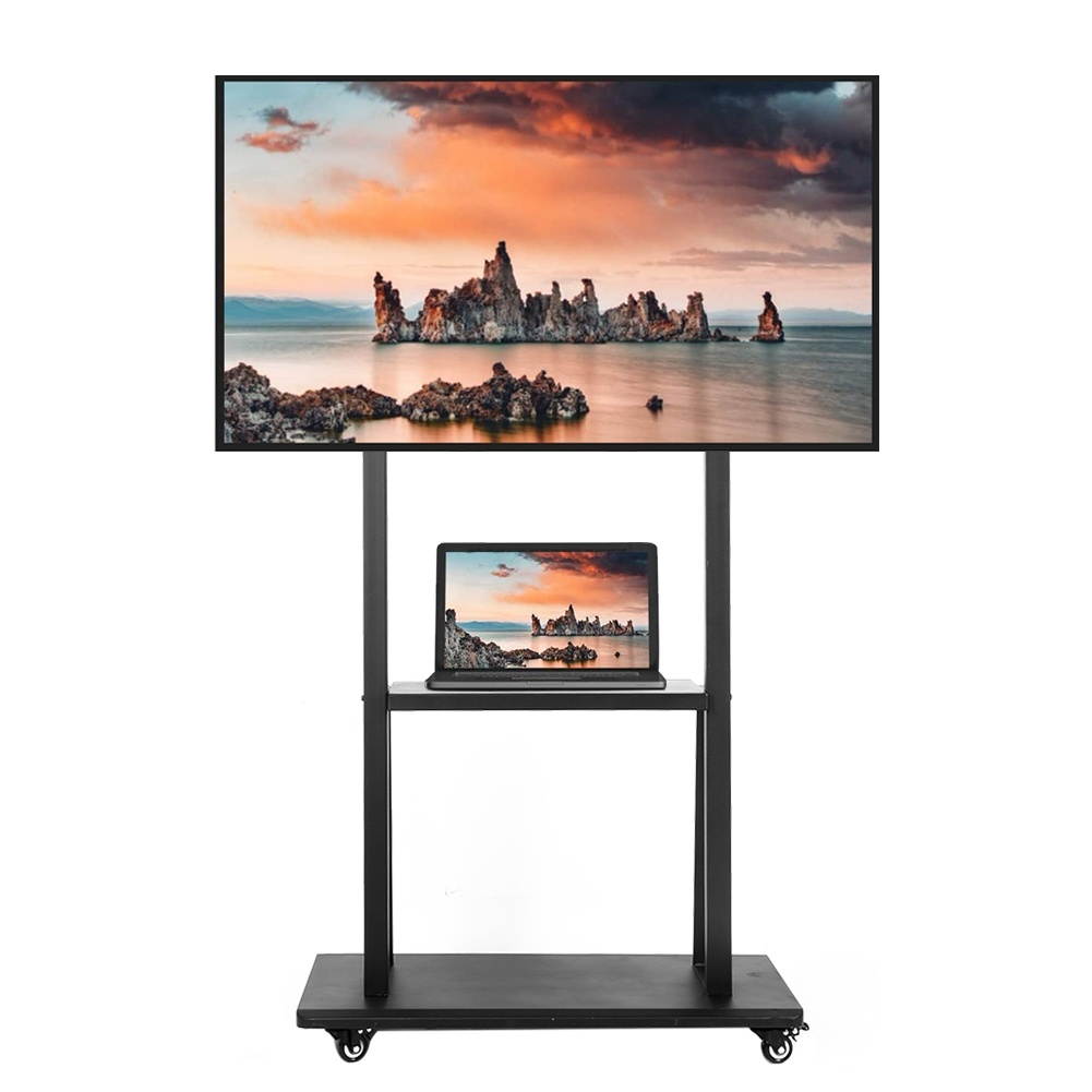 Mobile TV Stand Rolling TV Cart with Wheels for 32-70in LCD TV w/ 2 Layers Panel
