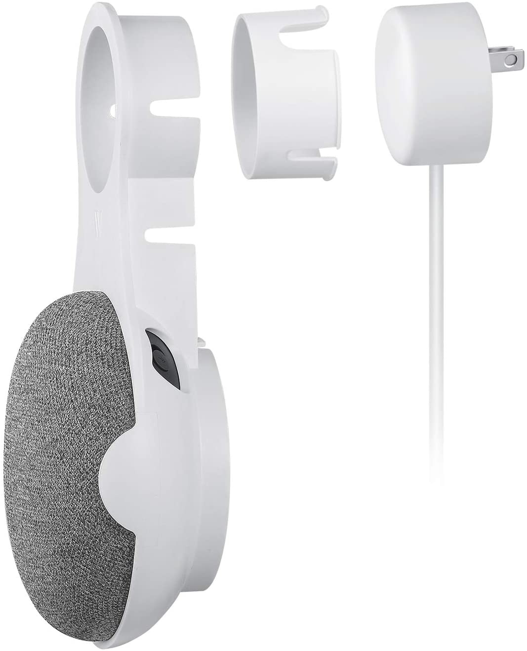Wasserstein AC Outlet Mount for Google Nest Mini and Google Home Mini - Flexible Mounting for Your Speaker (1 Pack, White)