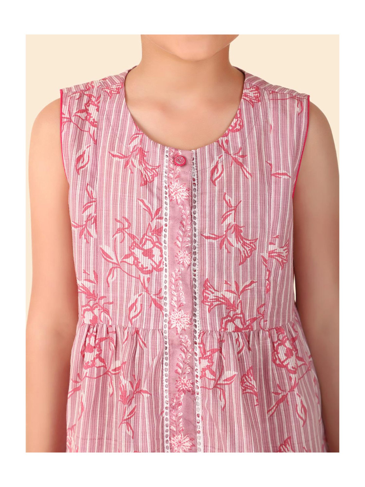 Fabindia Kids Purple Printed Dress