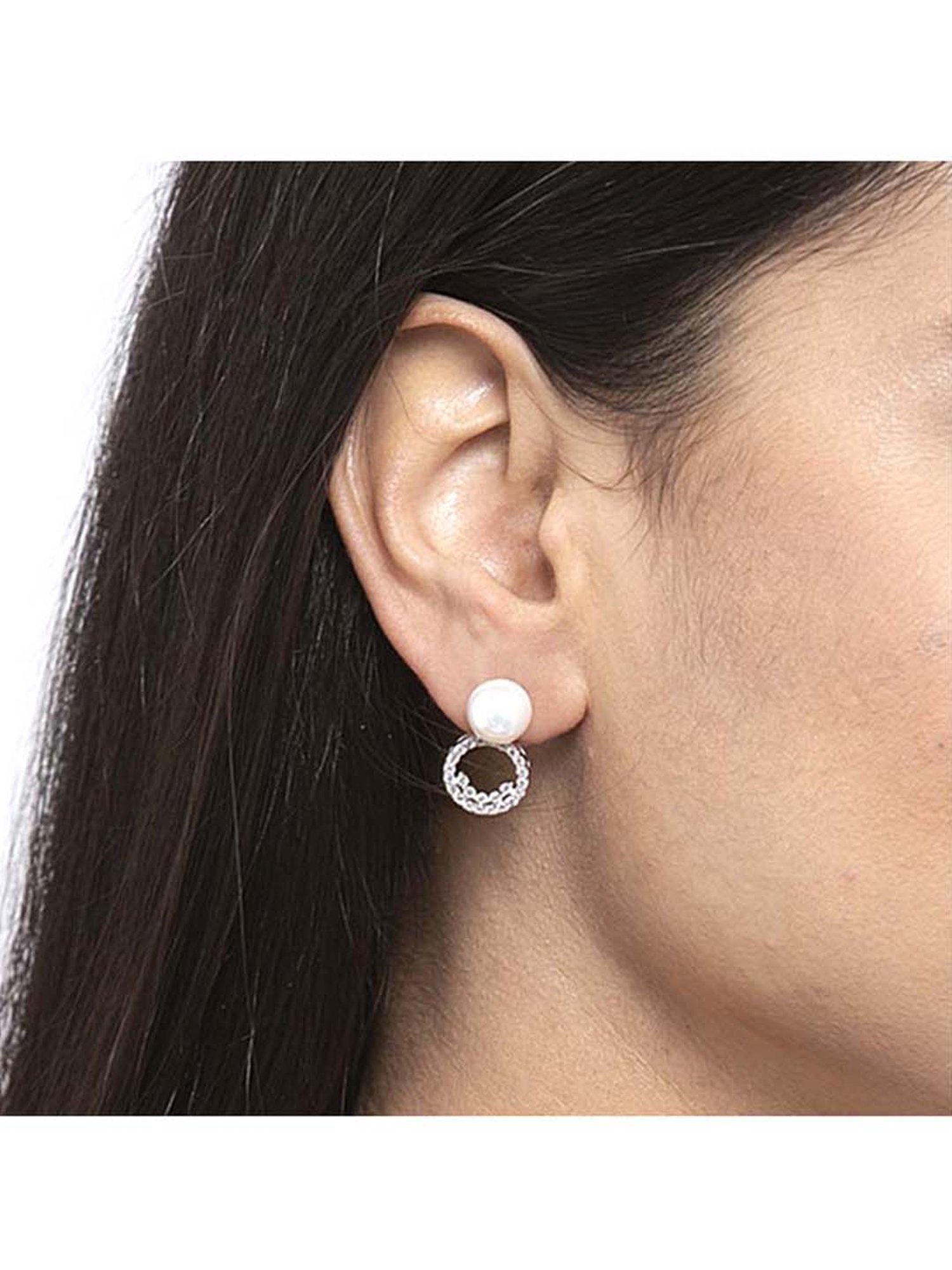 Clara 92.5 Sterling Silver Rhodium-Plated Swiss Zirconia Detach Earrings