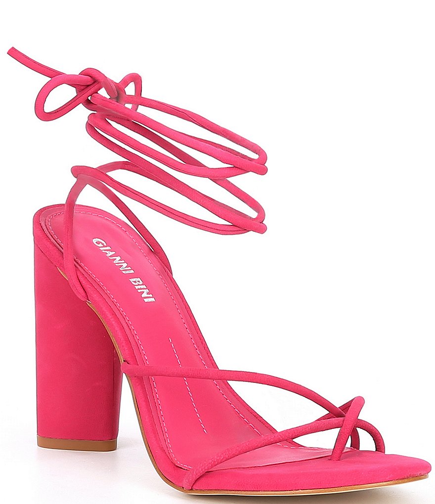 Gianni Bini Frayya Suede Strappy Ankle Wrap Toe Loop Sandals