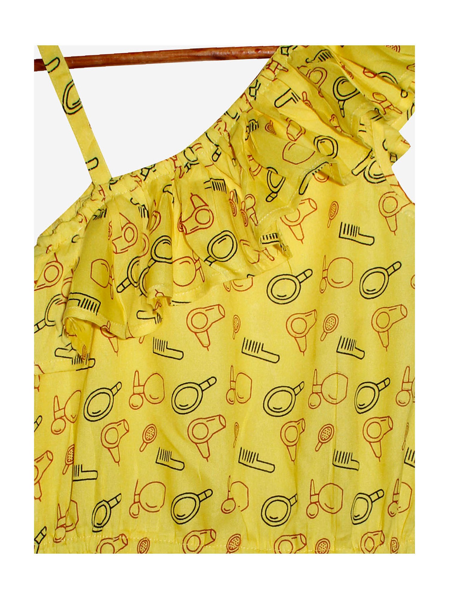 Kiddopanti Kids Yellow Printed Dress