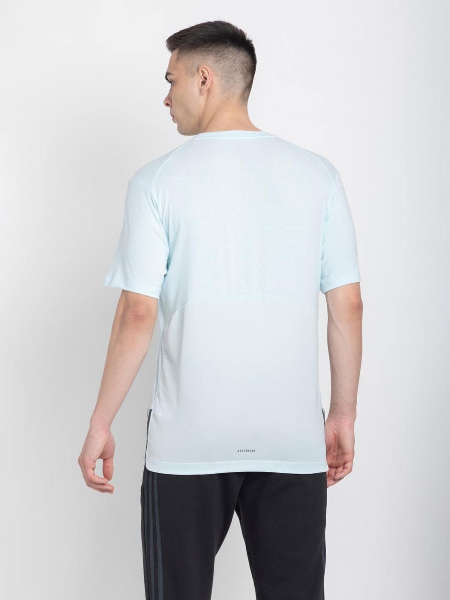 Adidas Blue Cotton Regular Fit Printed Sports T-Shirt