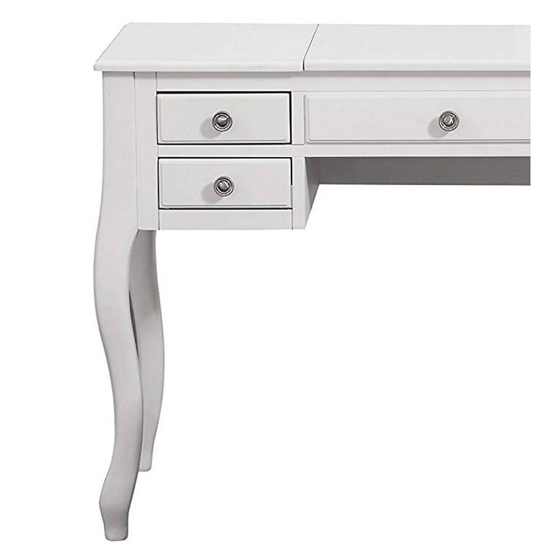 Cherub Vanity Set Featuring Stool And Mirror White - Benzara