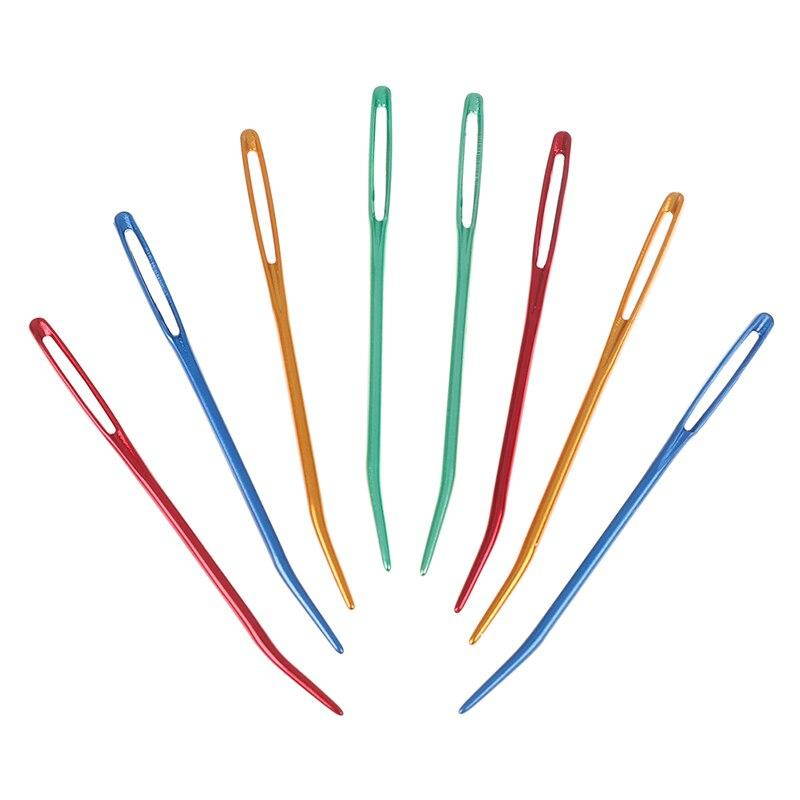 2pcs Aluminum Bent Tip Tapestry Darning Knitting Needles Needlework Crafts Sewing Bent Needle Big Eye Yarn Knitting Needle