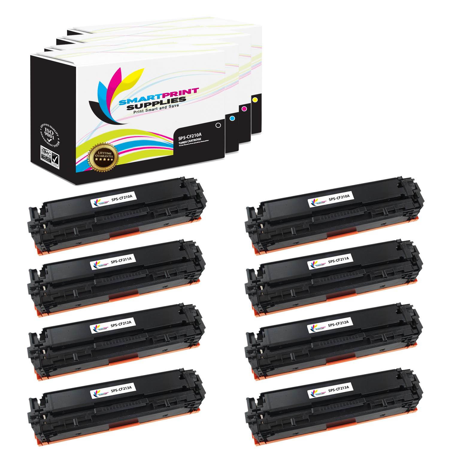 Smart Print Supplies Compatible 131A Toner Cartridge Replacement for HP LaserJet M251NW M276NW Printers (CF210A Black, CF211A Cyan, CF212A Magenta, CF213A Yellow) - 8 Pack
