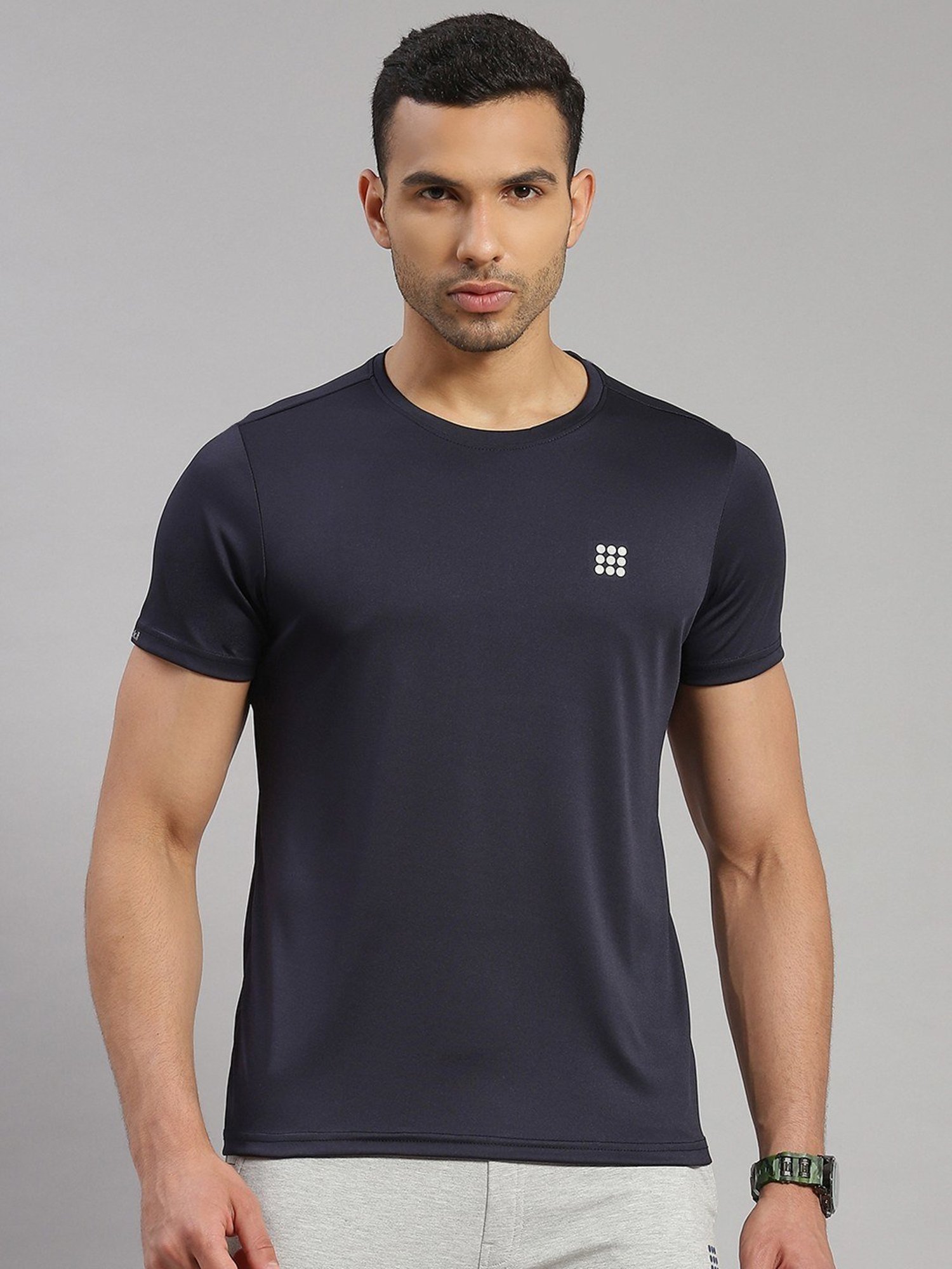 Rock.It Navy Blue Regular Fit T-Shirt