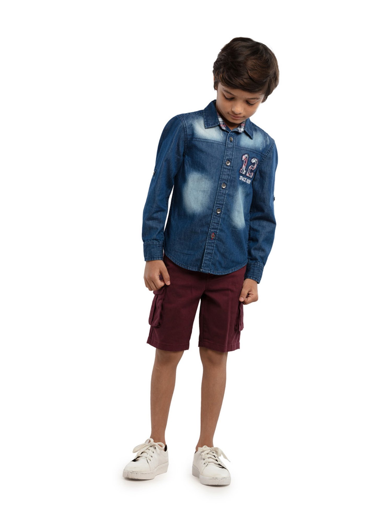 Under Fourteen Only Kids Maroon Regular Fit Shorts