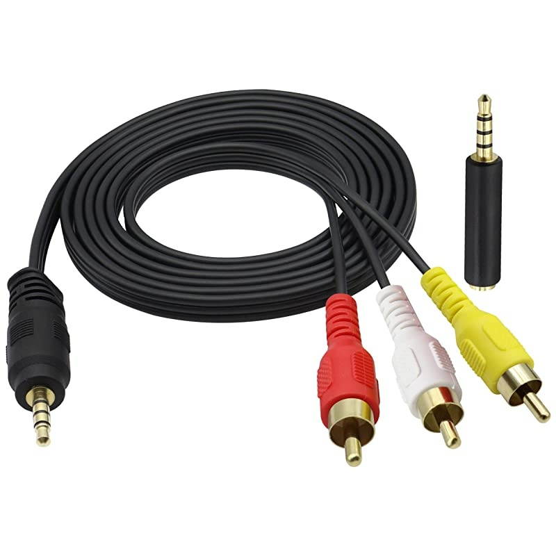 35mm to 3 RCA Audio Connector Cable Gold Plated 4 Pole 18 inch Male to 3 RCA Male TTRS Stereo Audio Adapter Cable for AVAudioVideoLCD TVHDTV etc15m5ft MM