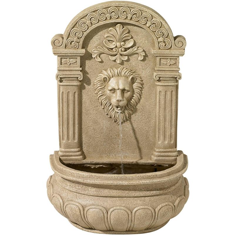 John Timberland Roman Outdoor Wall Water Fountain 31" High Regal Lion Face for Yard Garden Patio Deck Home Entryway