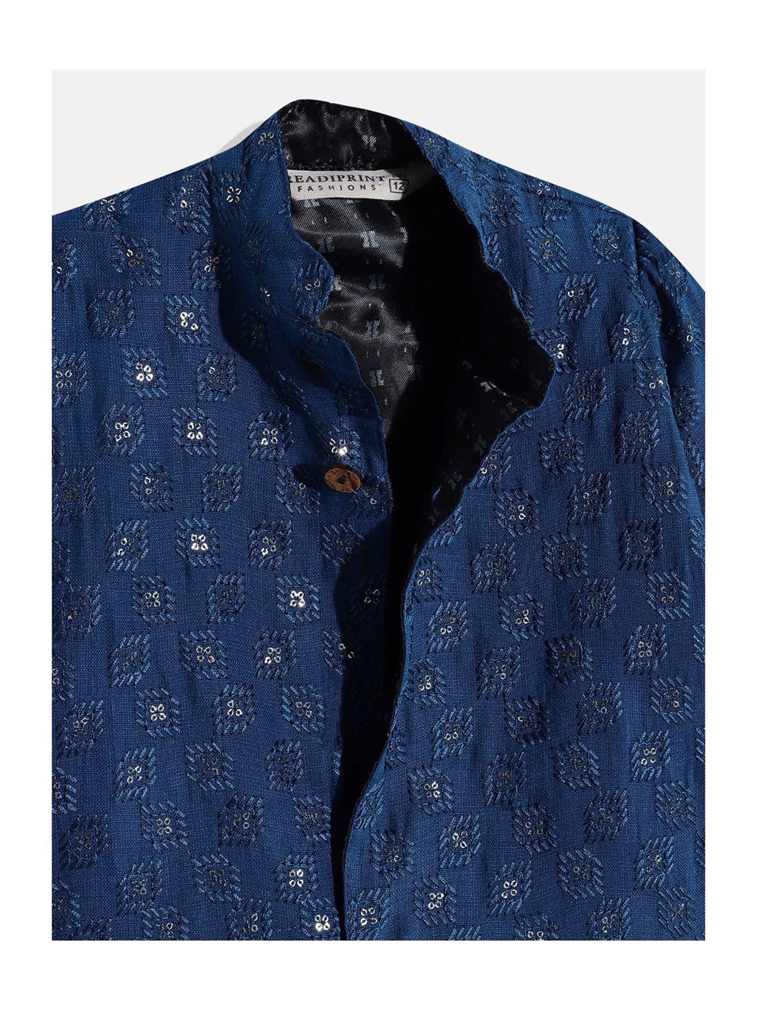 READIPRINT FASHIONS Kids Navy & White Embellished Full Sleeves Kurta with Pyjamas