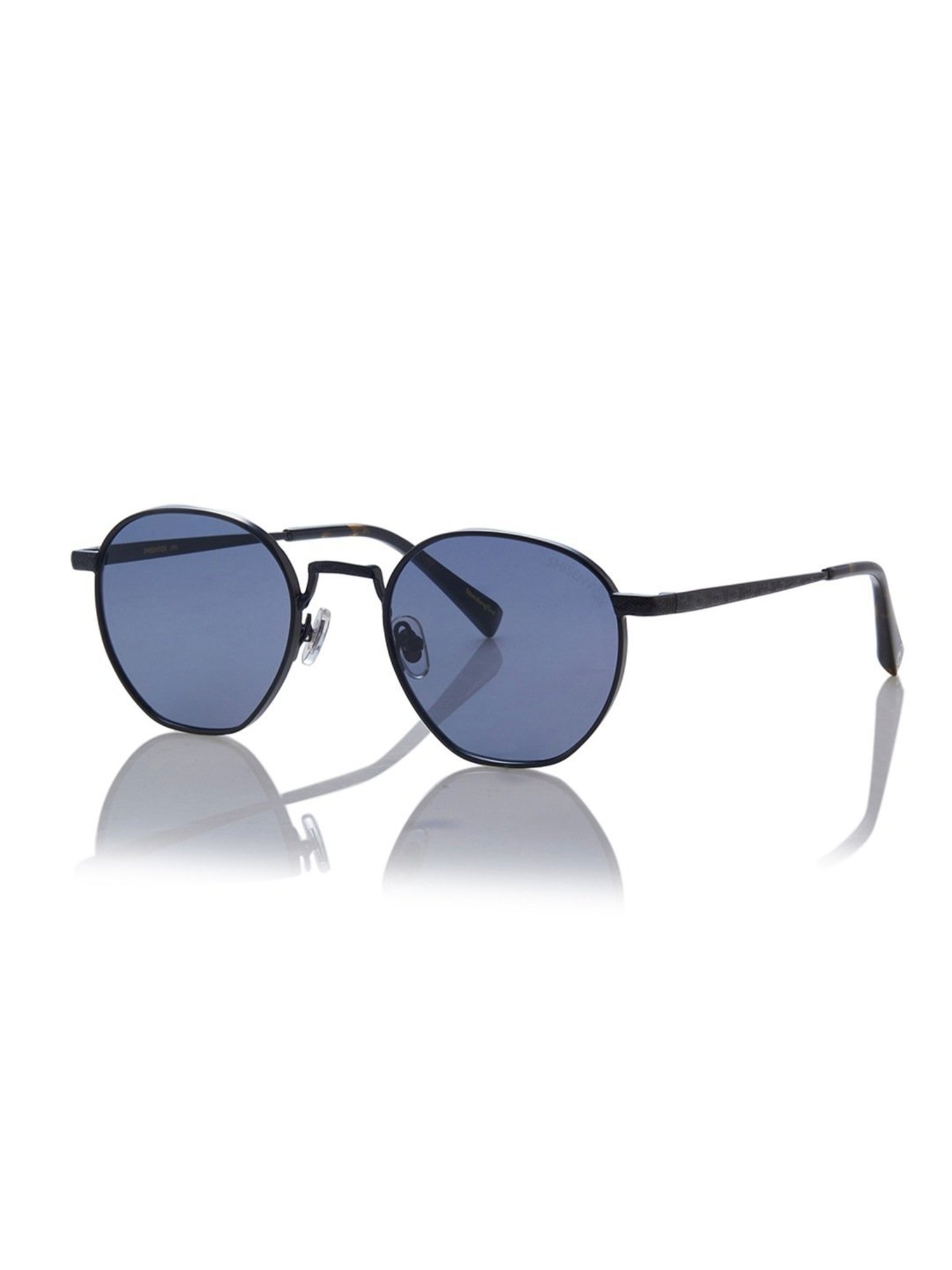 Shisen Fox Tora Black-Blue Round Unisex UV Protection Sunglasses -50 mm