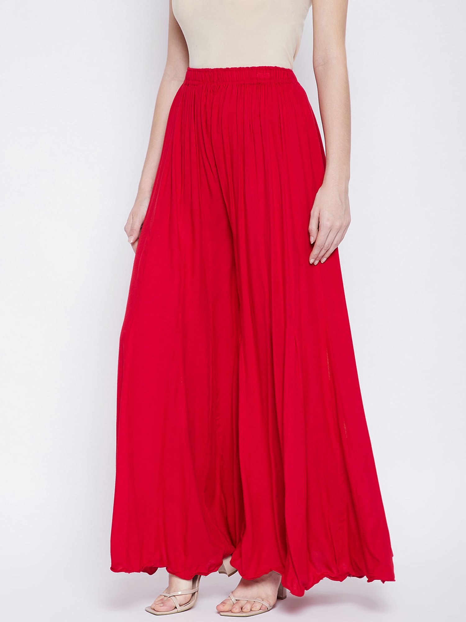 Castle Red Regular Fit Palazzos