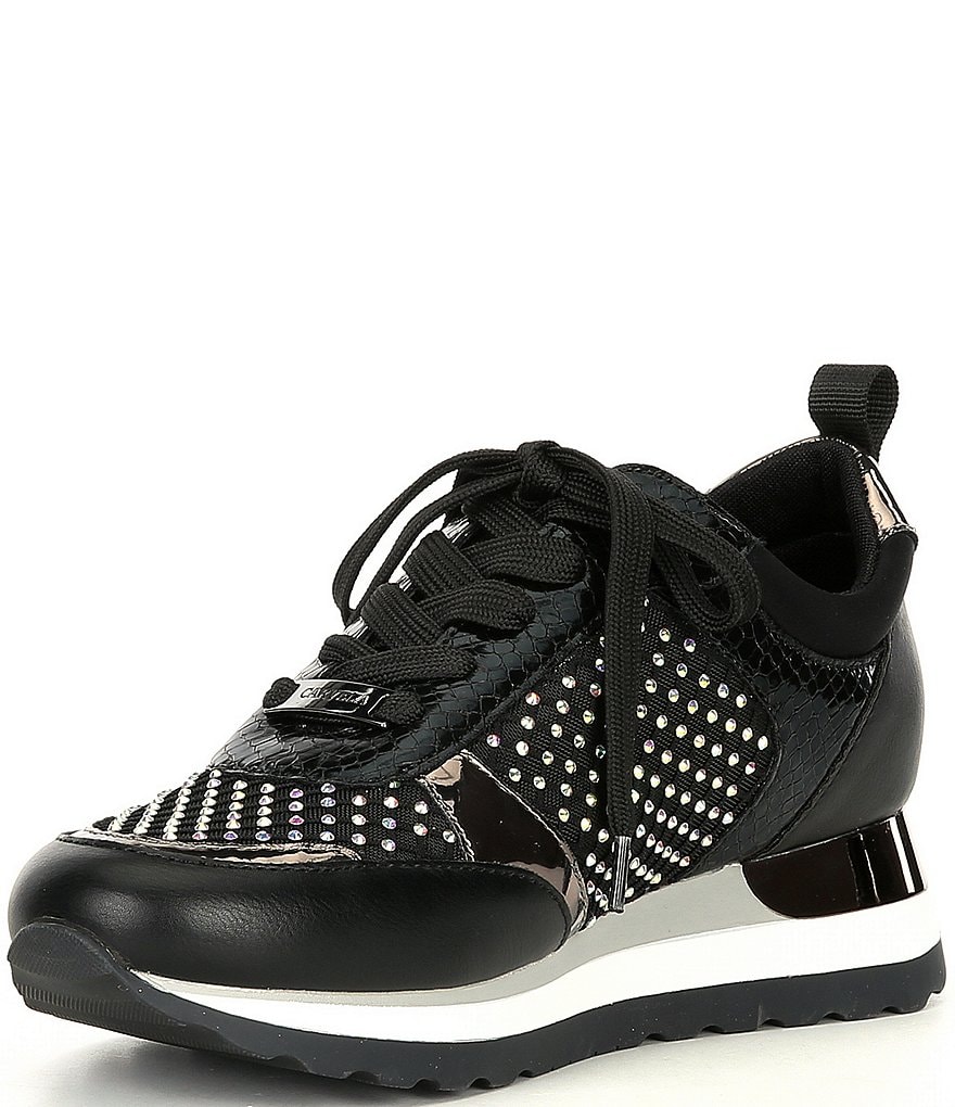 Carvela Ling Crystal Mesh Detail Lace-Up Sneakers