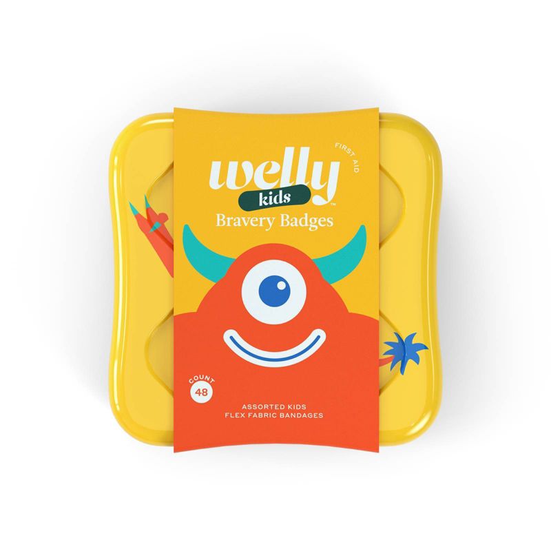 Welly Kids Bravery Badges Assorted Monster Flex Fabric Bandages - 48ct
