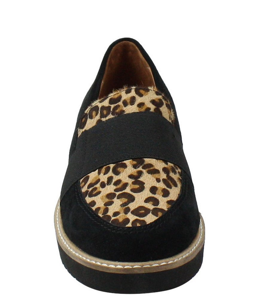 L'Amour Des Pieds Xanthus Suede Leopard Print Calf Hair Penny Loafers