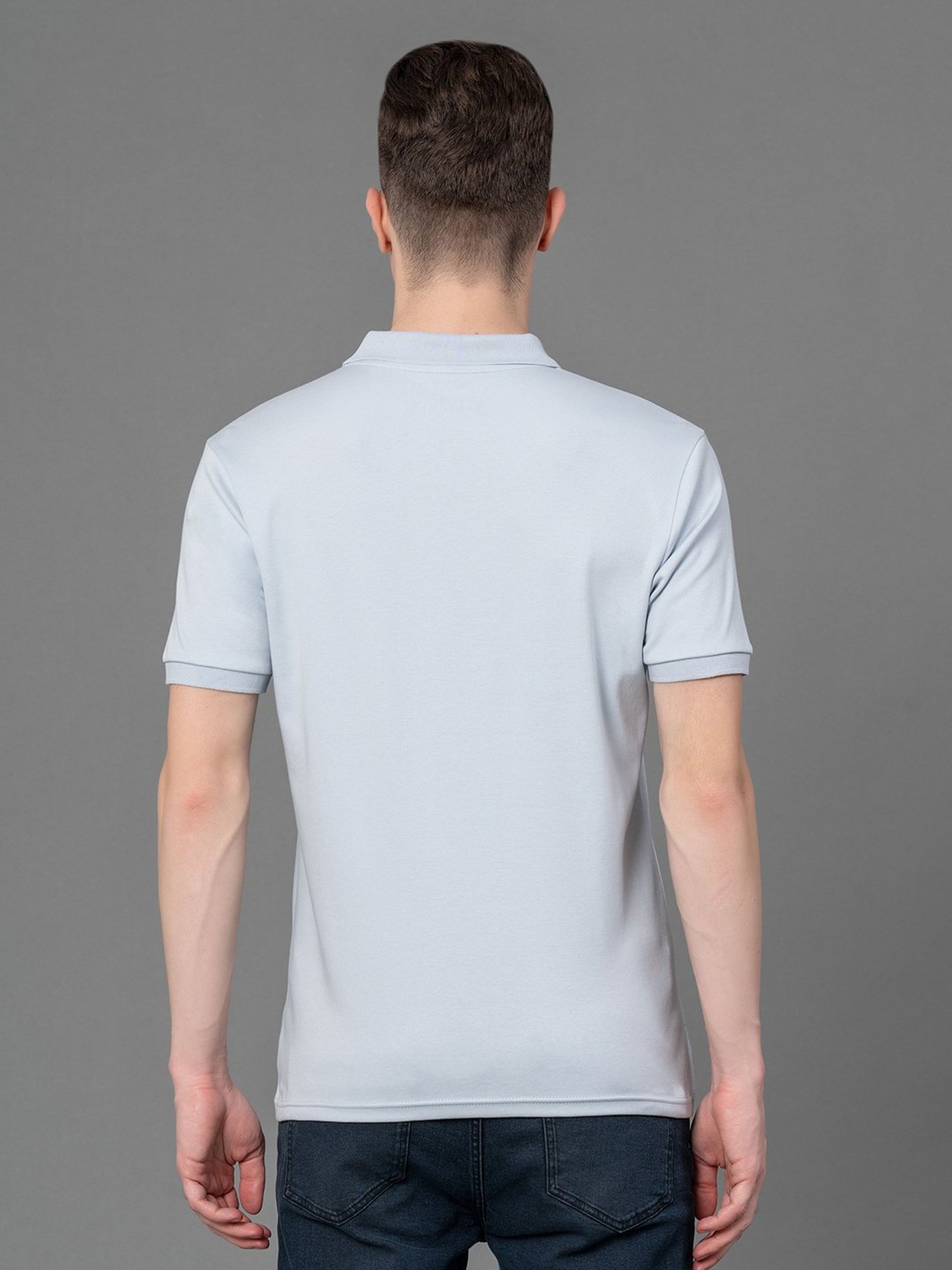 Red Tape Light Blue Regular Fit Cotton Polo T-Shirt