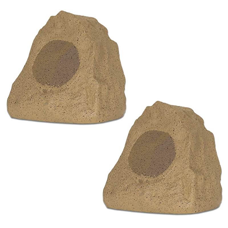 2R4S Outdoor Sandstone Rock 2 Speaker Set for Yard Patio Pool Spa