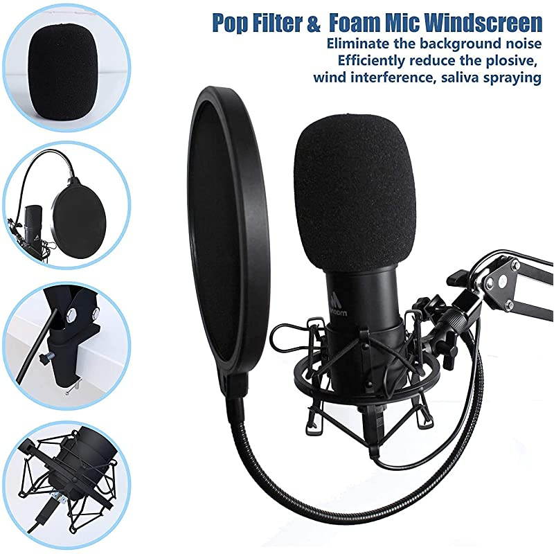 USB Microphone with Studio Headphone Set 192kHz24 bit  AUA04H Vocal Condenser Cardioid Podcast Mic for Mac and Windows YouTube Gaming Livestreaming Voice Over