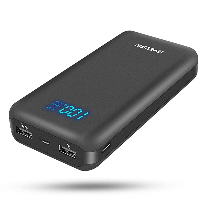 Battery Pack 5V 26800mAh Portable Charger Power Bank with Dual outlets & LCD Display,External Battery Phone Charger Compatible with iPhone,Samsung,Smartphone and More.(USB C for Input ONLY)