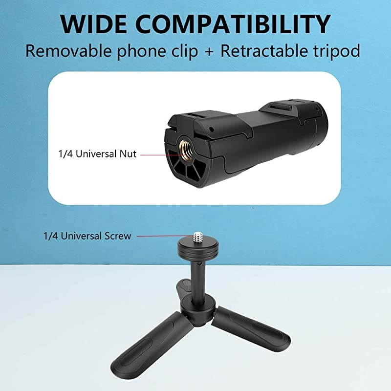 Phone Tripod  Mini Portable Camera Stand Holder Extendable Tabletop Desk Tripod Compatible with iPhoneCameraSamsungSmartphoneWebcam 360 Rotation Black