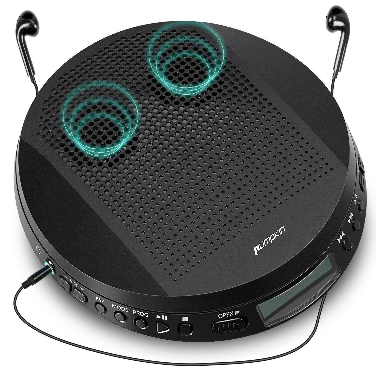 Portable CD Player for Car with Stereo Speakers and Headphones Anti-Skip AUX MP3