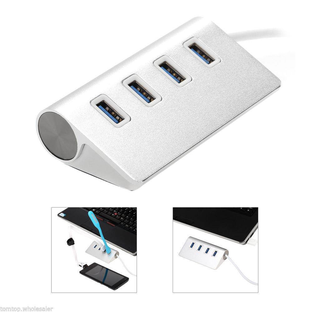 4 Vertical Ports Aluminum Alloy USB 3.0 Hub Hi-Speed Splitter for PC Laptop