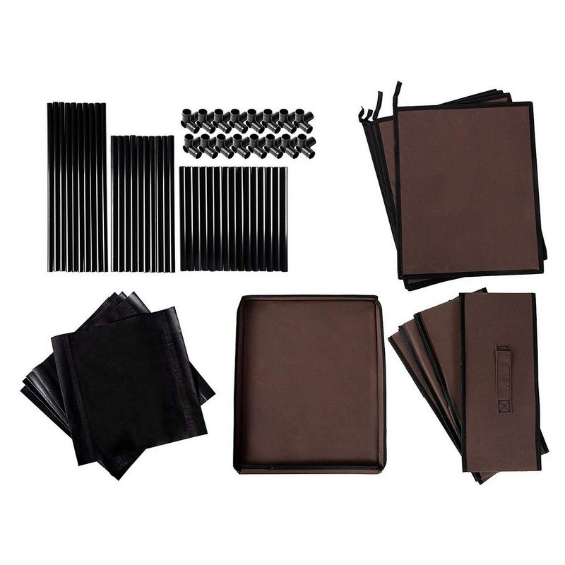 Juvale 4 Tier Dresser Drawers Organizer Tower, Fabric Chest of Storage Drawer Bins for Clothes, Brown 16.5x13 in