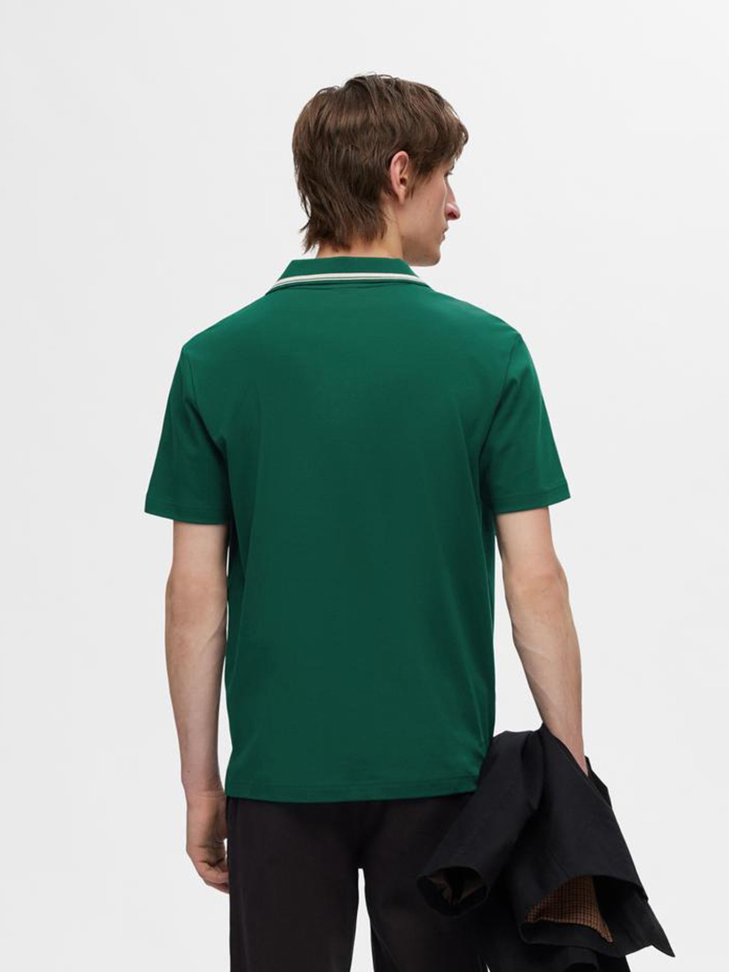 SELECTED HOMME Green Regular Fit Cotton Polo T-Shirt