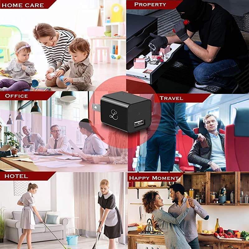 Camera Charger Hidden Camera Plug Hidden Nanny Cam Premium Pack Surveillance Camera Hidden Camera Wall Plug USB Charger Camera Full HD 1080p