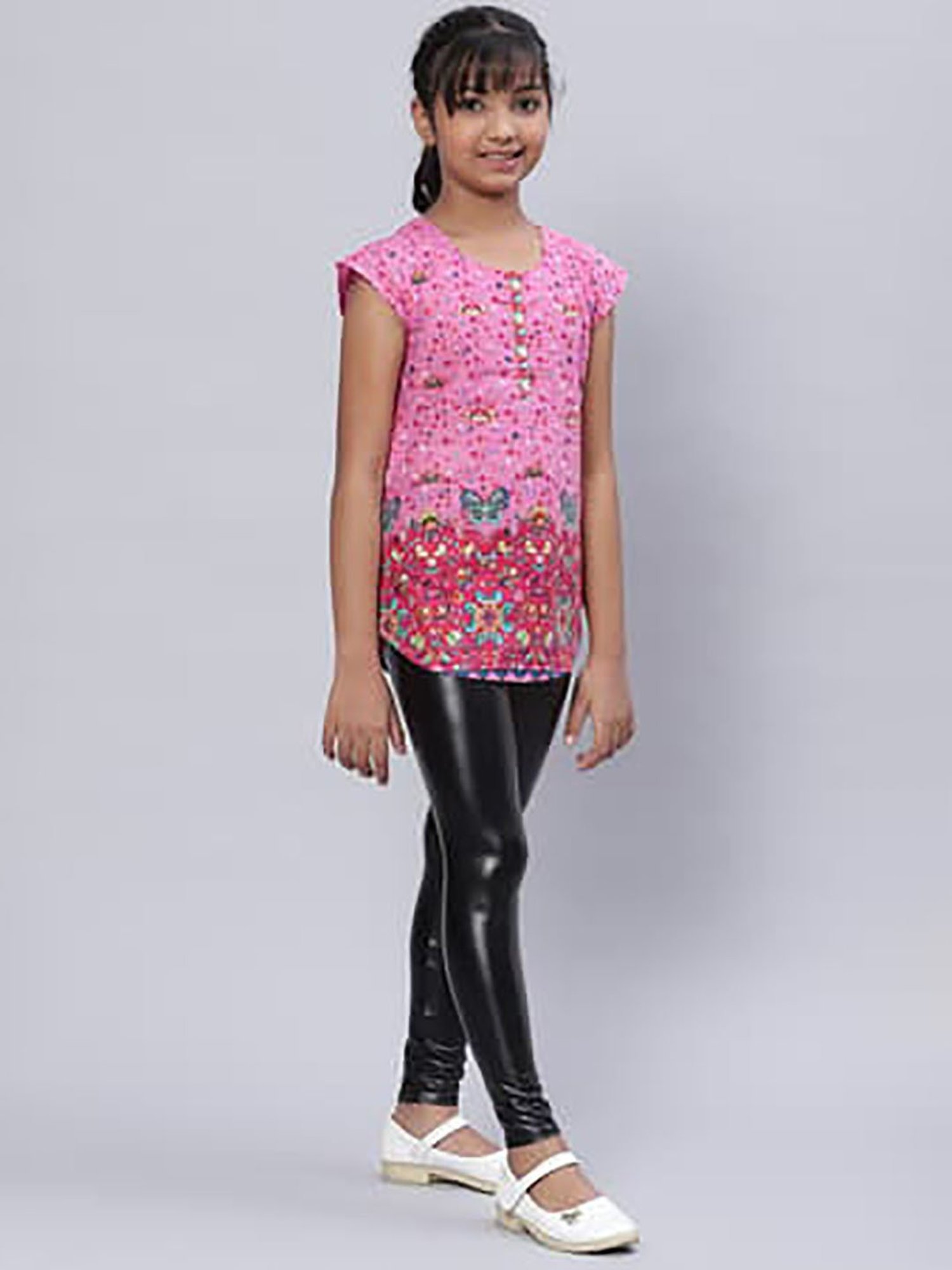 BIBA Girls Pink Printed Kurti
