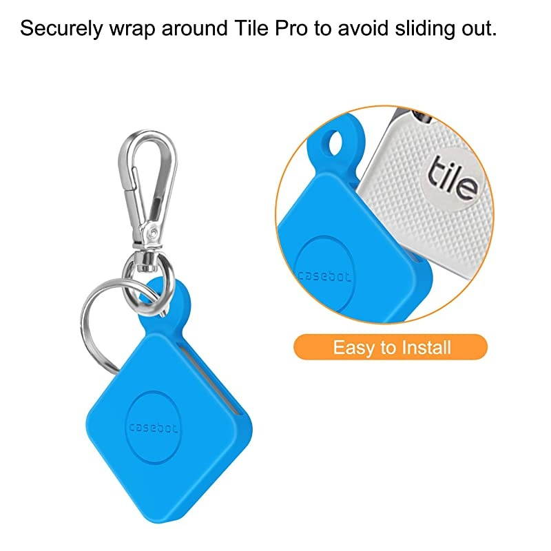 Silicone Case with Carabiner Keychain for Tile Pro 2020 2018 AntiScratch Lightweight Soft Protective Sleeve Skin Cover Blue