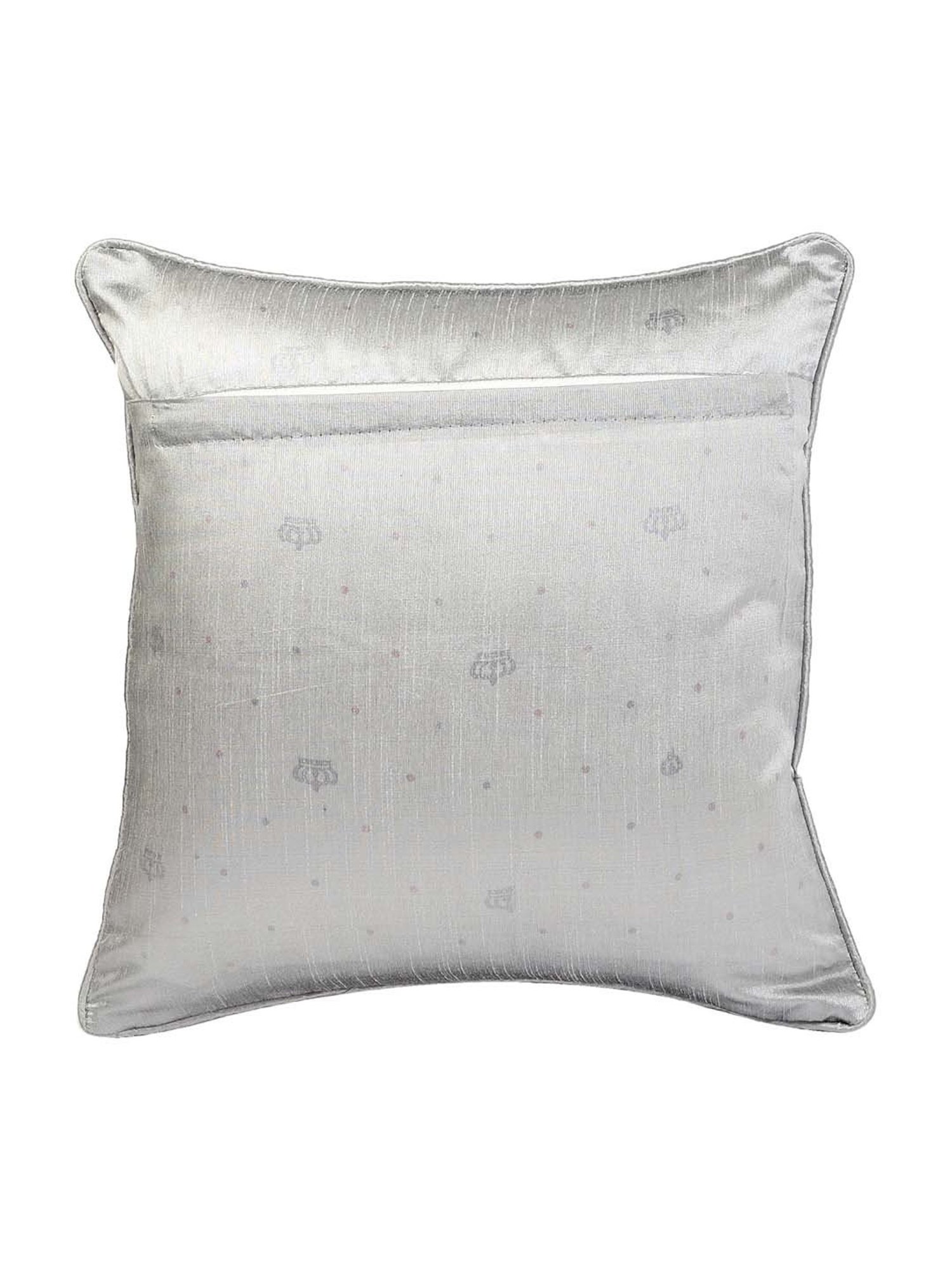 MFD HOME Furnishing Silver Silk Cushion Cover - Set of 1